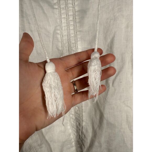 Kenar 100% Linen White Tunic Popover Top Womens Sz L Cottagecore Boho Peasant - Picture 3 of 10